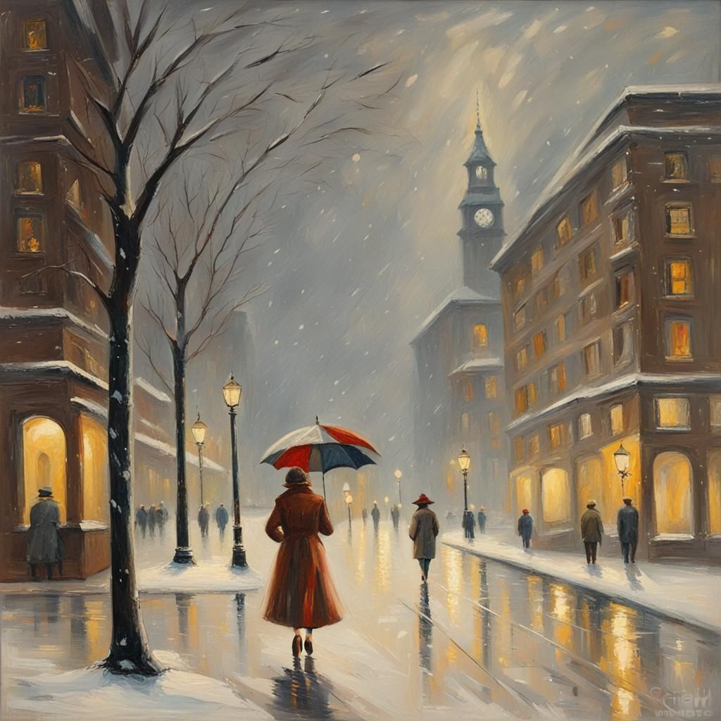 Heavenly Woman in Snowy 1960s New Year