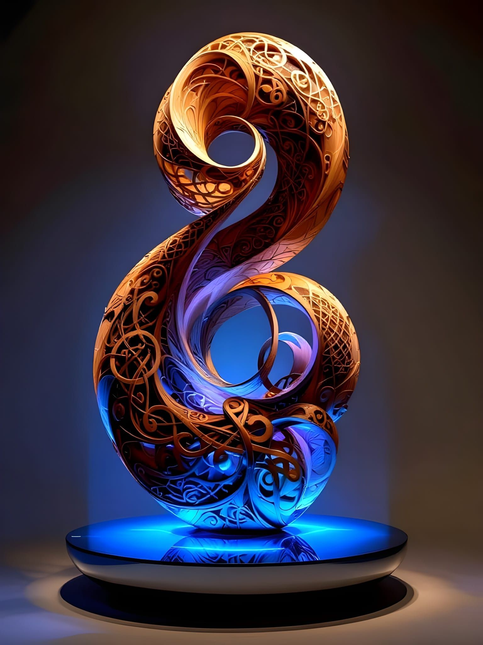 Ethereal Art Nouveau Sculpture in Suar Wood