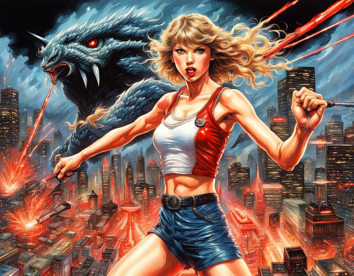 Giant Woman Attacks Japan, Ohrai-Style Illustration