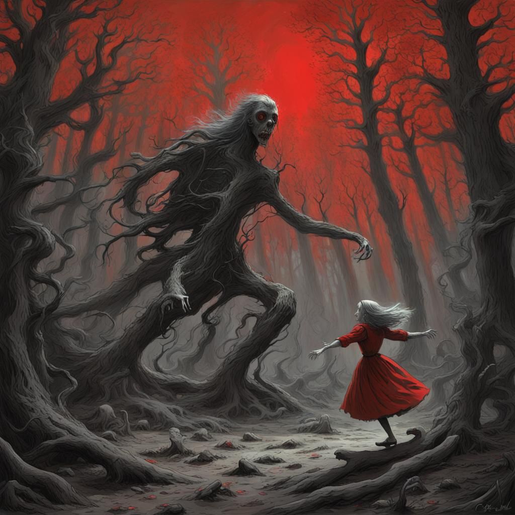 Animated Girl Dancing in Creepy Forest