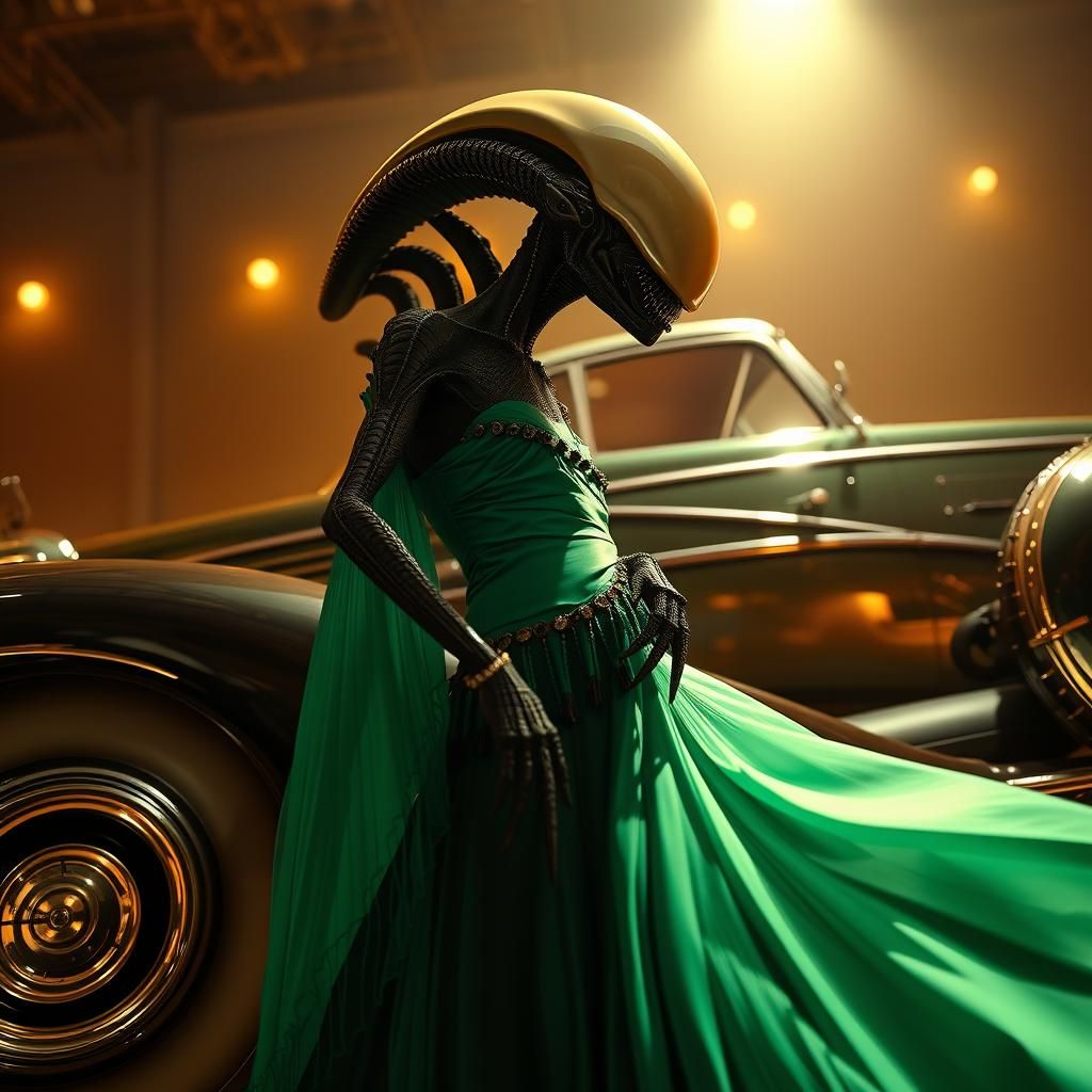 Xenomorph in Art Deco Style Gown