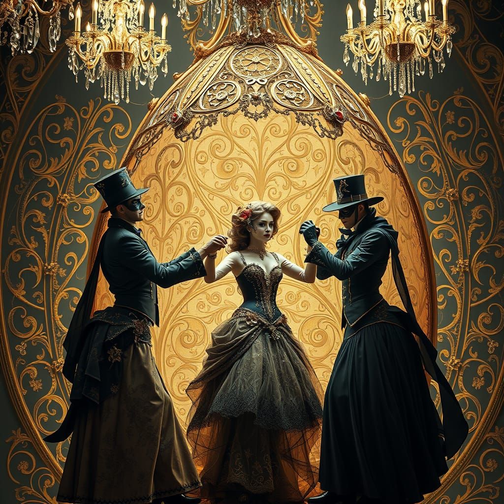 Steampunk Ball in Fabergé Egg, Art Nouveau Style