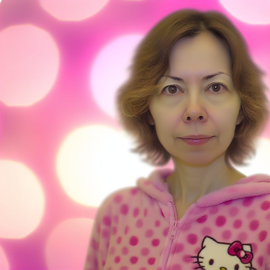 Woman in Hello Kitty Onesie: Pre-1912 Portrait Style