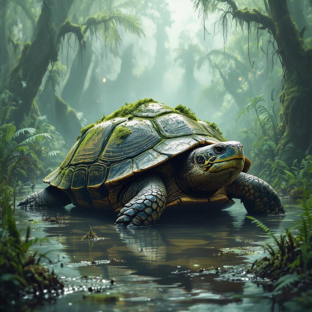 Prehistoric Swamp Turtle in Photorealistic Style