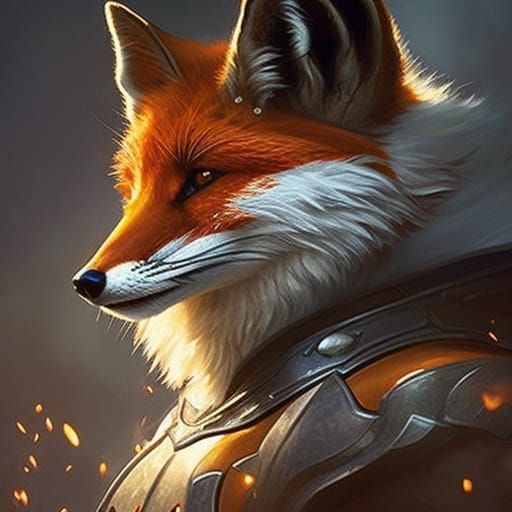 Armored Anthro Fox Portrait in Detailed Digital Art