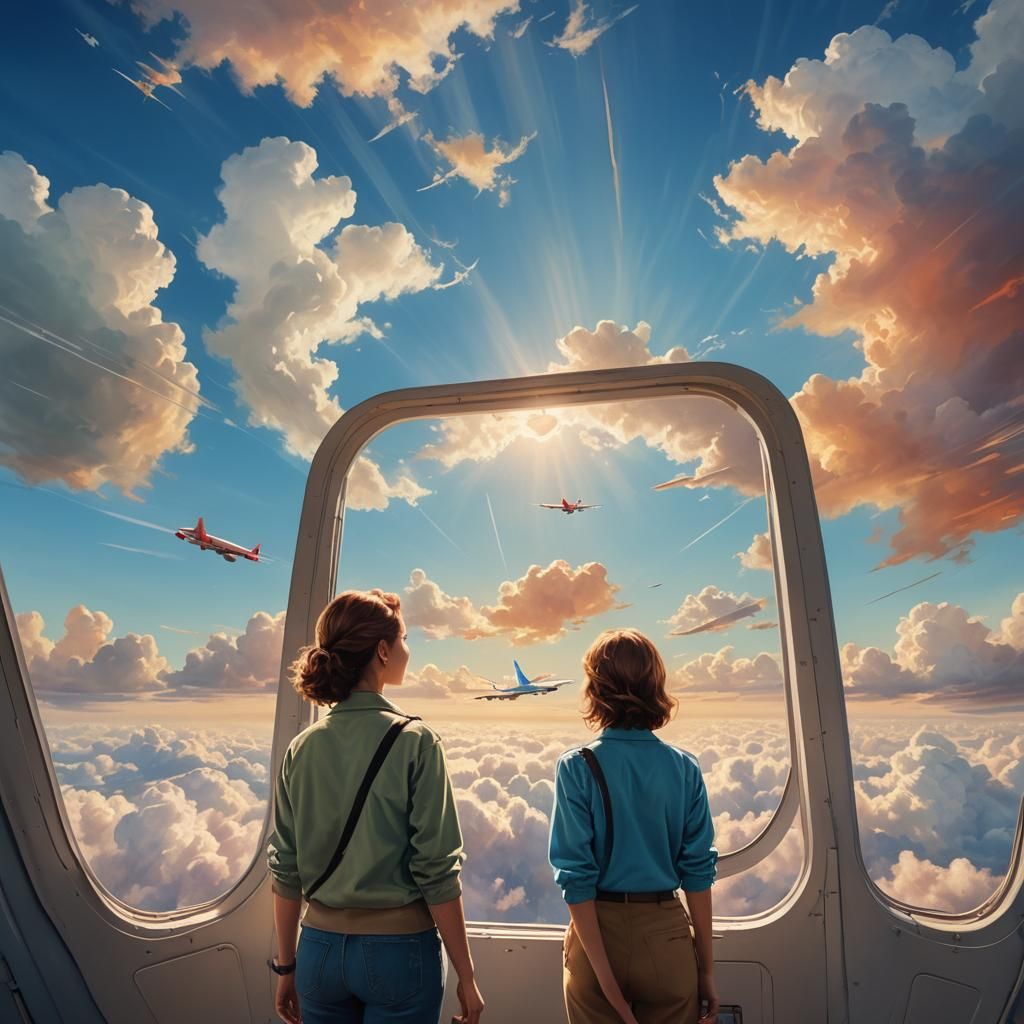 Woman in Airplane Doorway: a Digital Matte Painting