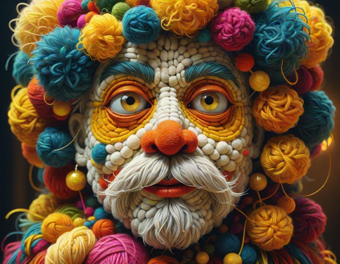 Surreal Yarn Portrait in Arcimboldo Style