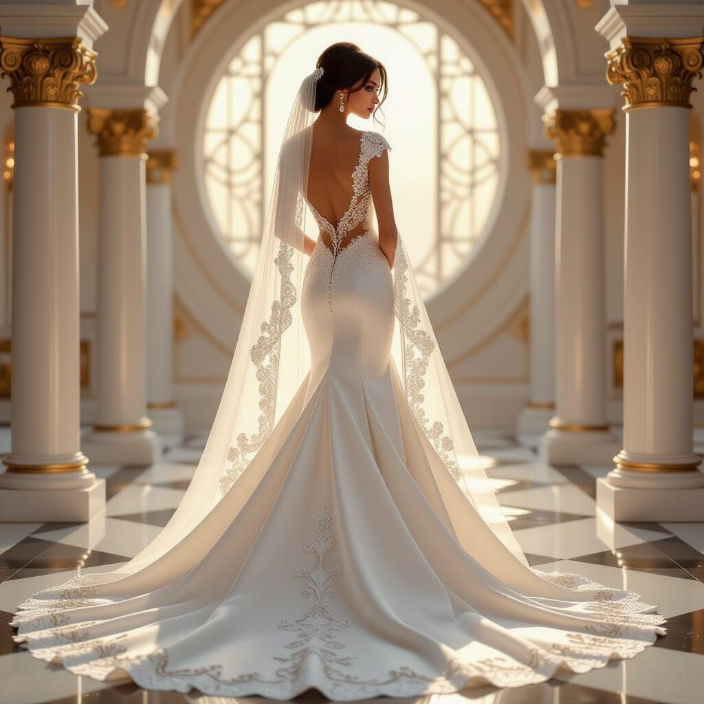 Futuristic Wedding Gown Inspired by Syd Mead, Loish, and Muc...