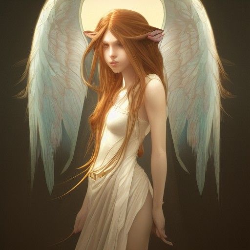 Winged Elf Angel Portrait in Hyperdetailed Style