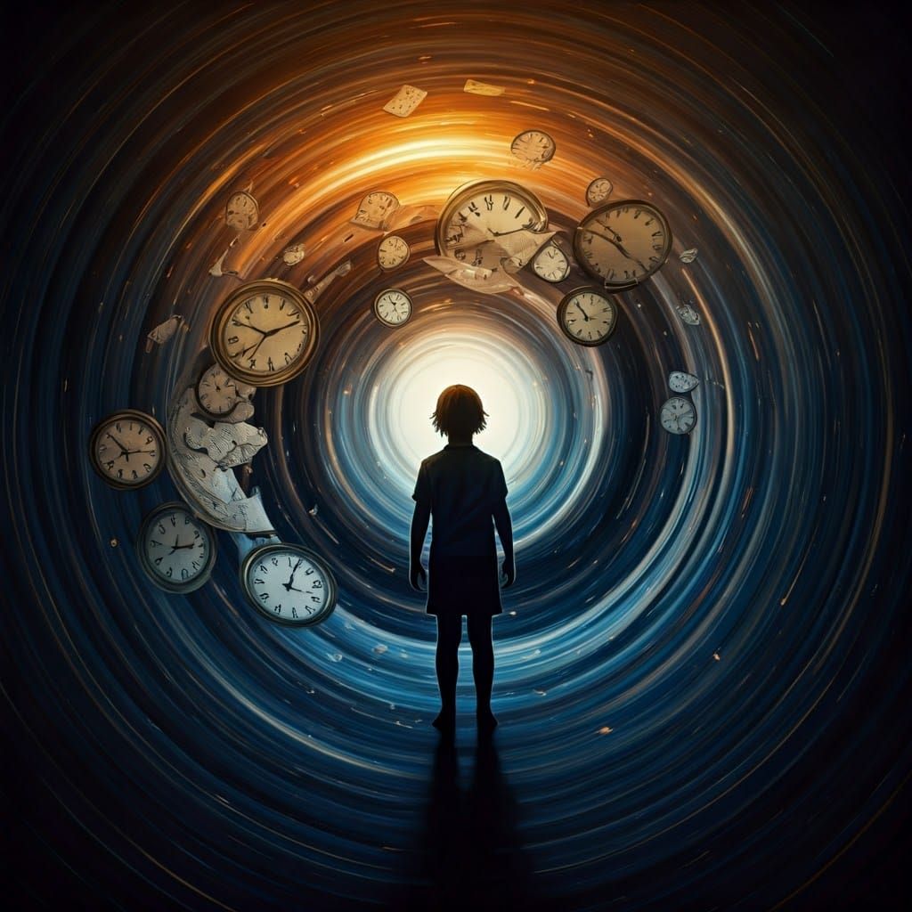 Child in Time Vortex: Surreal Abstract Expressionism
