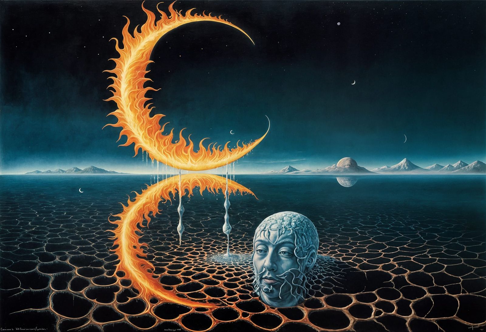 Surreal Moon Tears Dissolve Lonely Brain