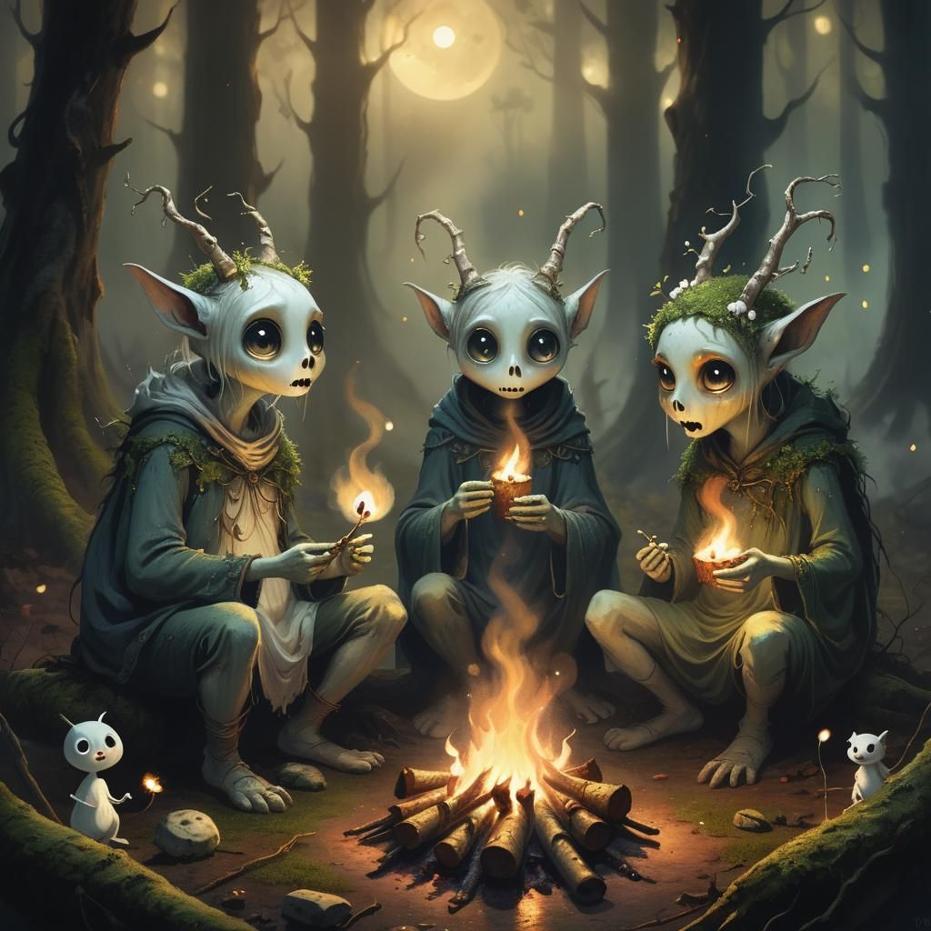 Mystical Forest Creatures Tell Ghost Stories