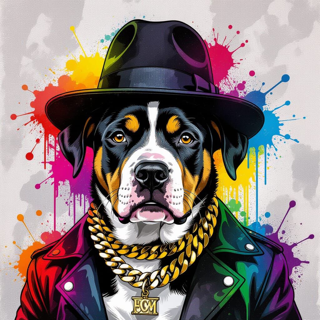 Gangster Dog in Graffiti Art Style
