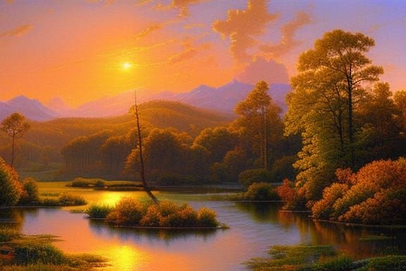 A beautiful golden hour landscape based on the scenery of USA