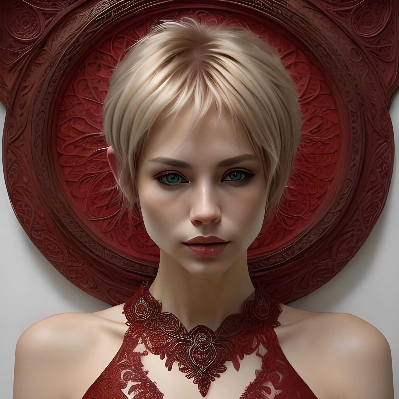 Portrait of Woman with Filigree Details