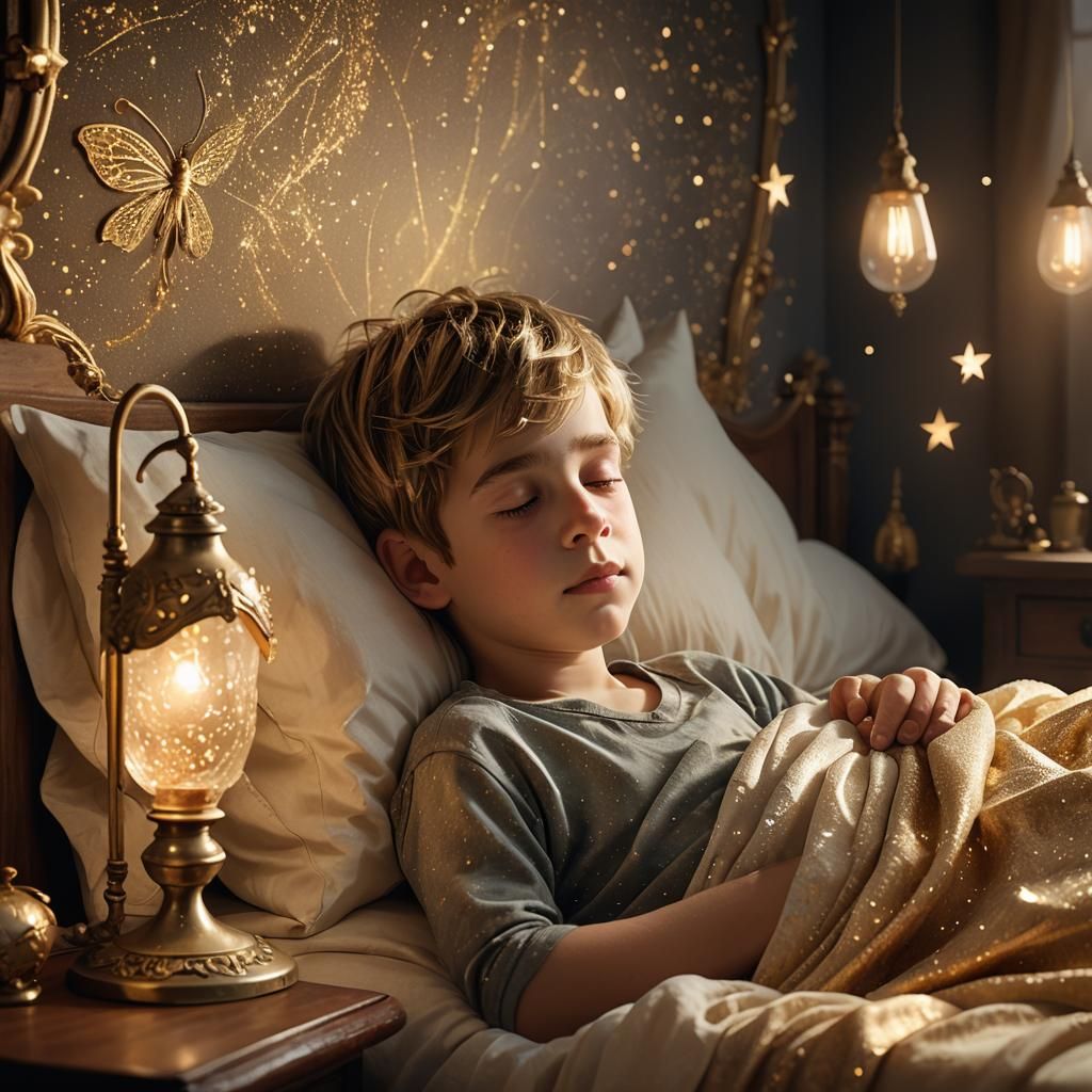 Boy Sleeping with Tooth Fairy: Fantasy Concept Art