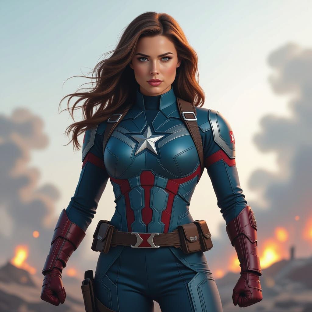 Hyperrealistic Captain America in Cinematic Concept Art Styl...