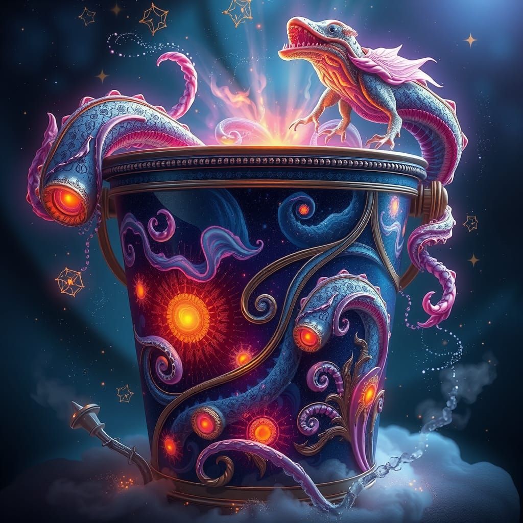 Ornate Paint Bucket with Galaxy Designs
