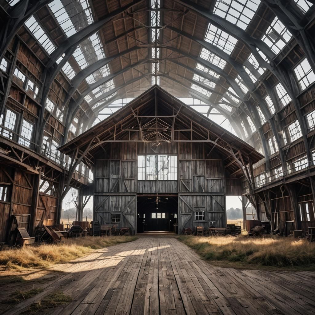 Futuristic Barn in Hyperrealistic Style