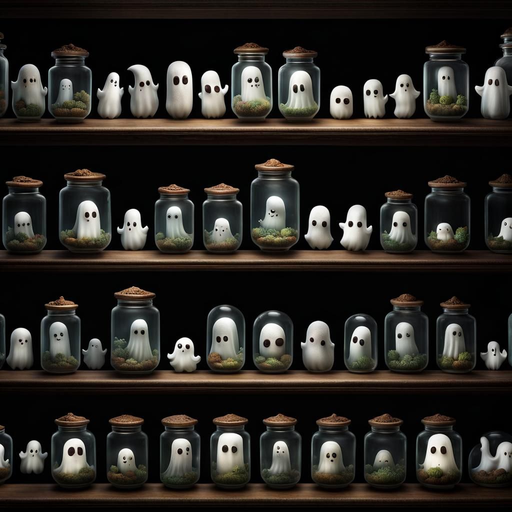 Kawaii Ghosts in Jars: Dreamy Whimsical Collection