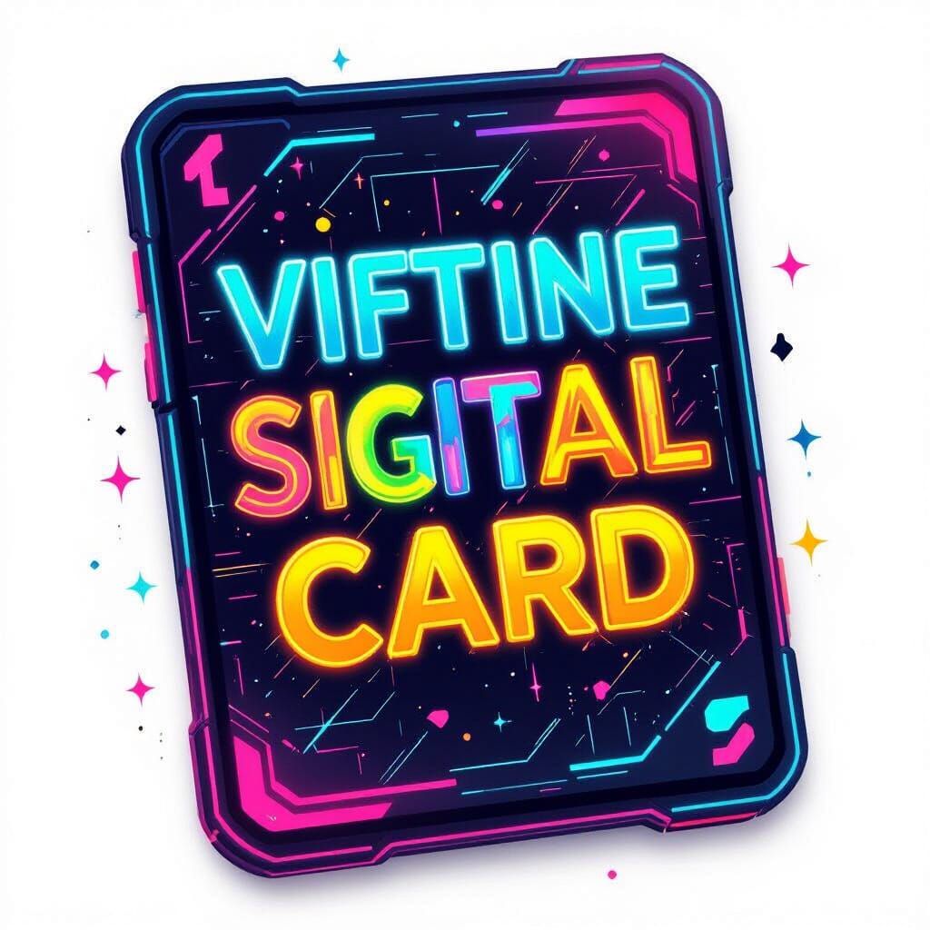 Vibrant Neon Collectible Card in Futuristic Pop Art Style