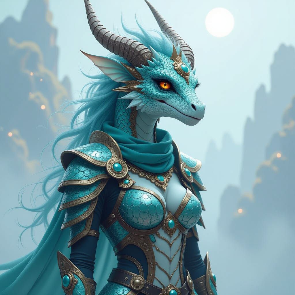 Alien Dragon Warrior in Ornate Armor