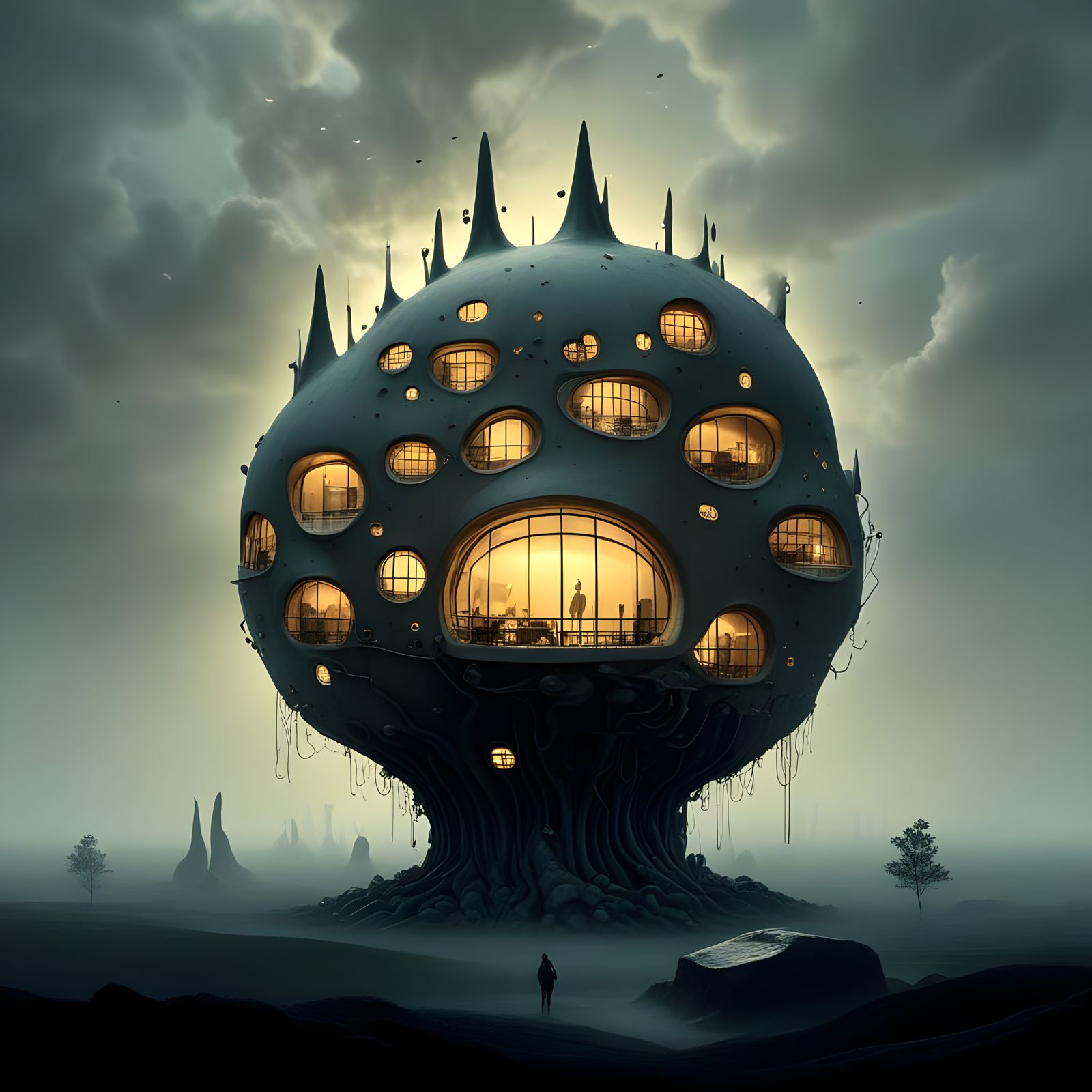 Biomorphic Abode in Surrealist Style