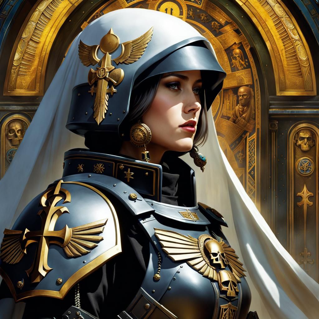 Futuristic Soldier in Warhammer 40k Style