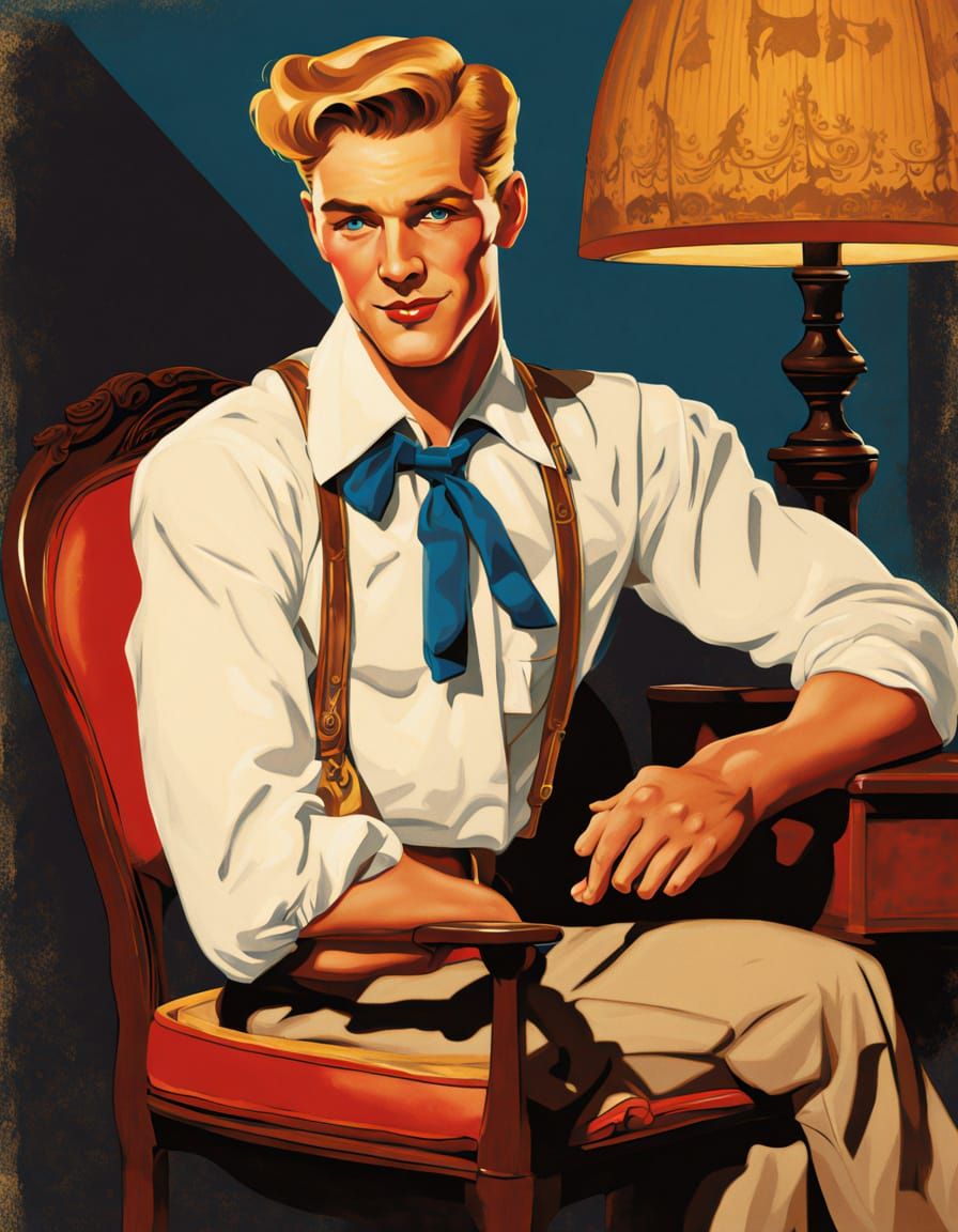 Vintage Chiseled Gentleman Exudes Sensuality