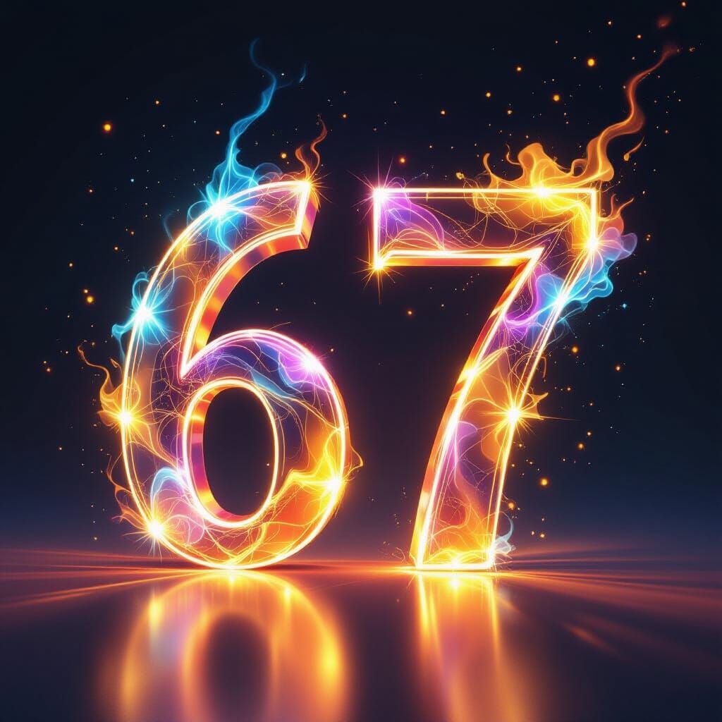 Glowing "67" Aura in Cosmic Fantasy Style
