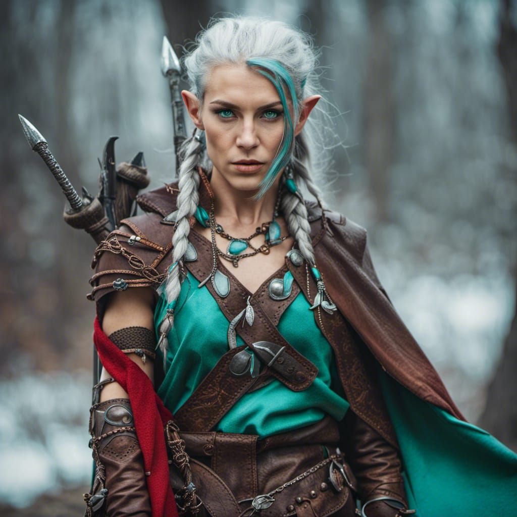 Fantasy Elf Warrior Portrait in Detailed Matte Painting