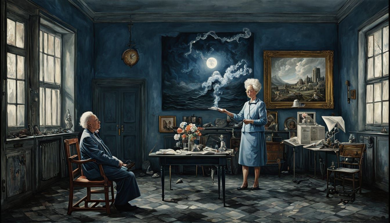 Metaphysical Painting of Heartfelt Questions in Surrealist S...