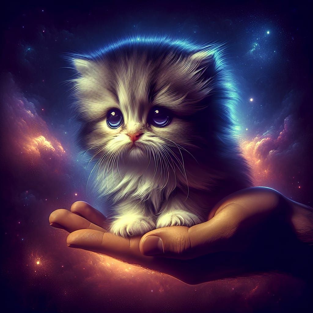 Sad Kitten Fantasy Concept Art in 8K