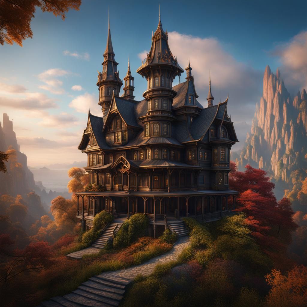 Fantastical Tall House in Detailed Matte Painting