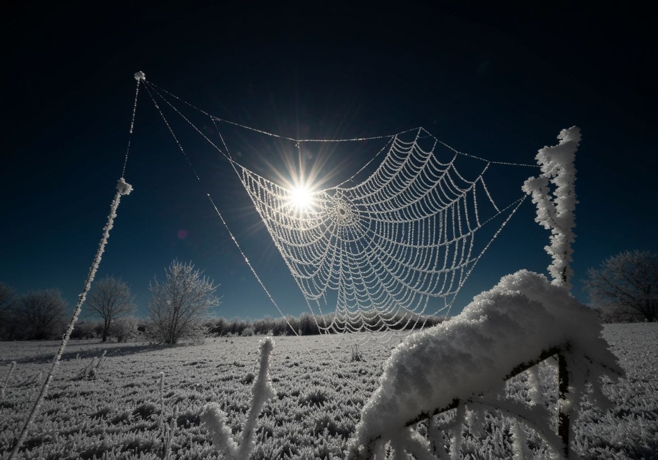 Snowy Spiderweb with Sun Canopy