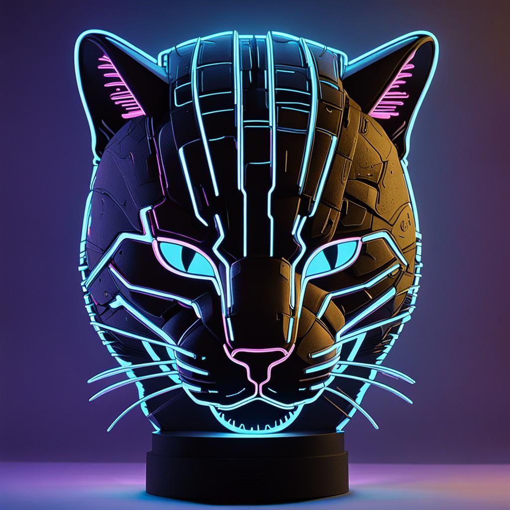 Cyberpunk Cat Sculpture Expressing Love and Loyalty