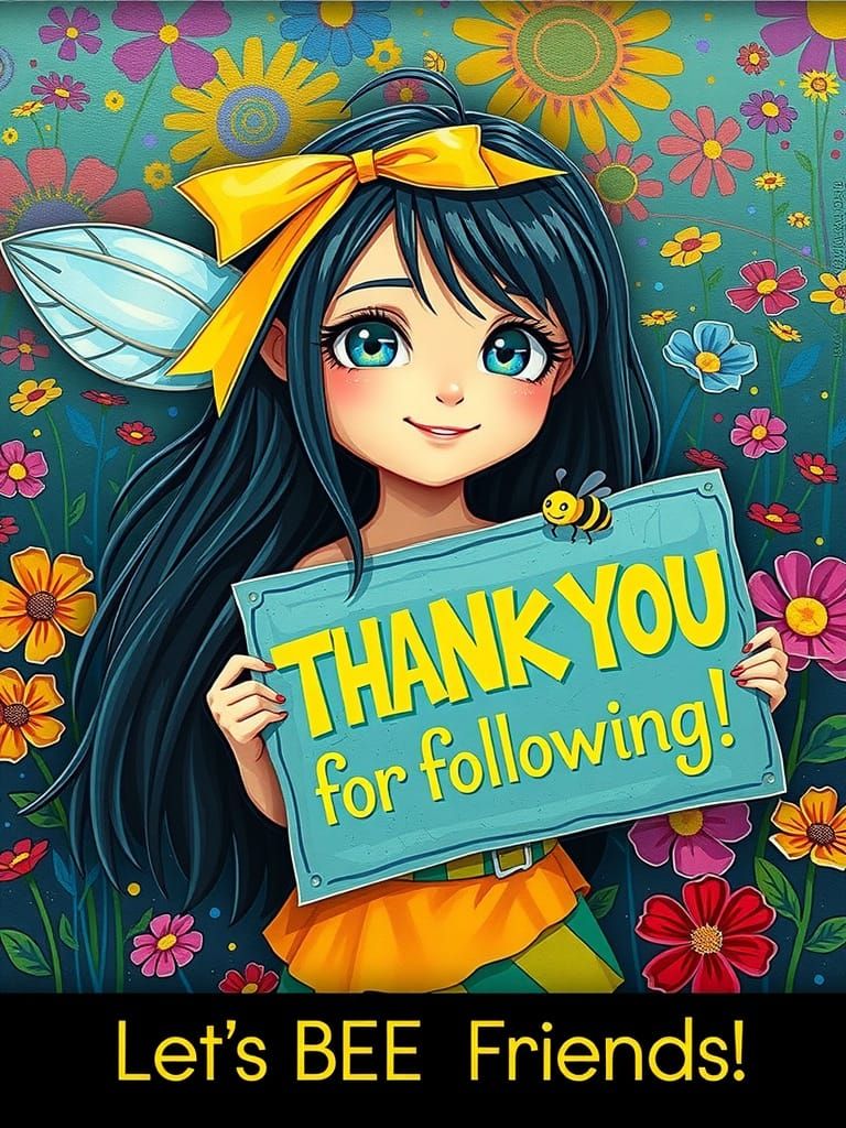 Origami-Inspired Bumblebee Girl in Whimsical Wonderland