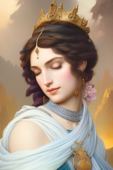 Ninkasi: Mesopotamian Goddess Portrait in Hyperdetailed Styl...