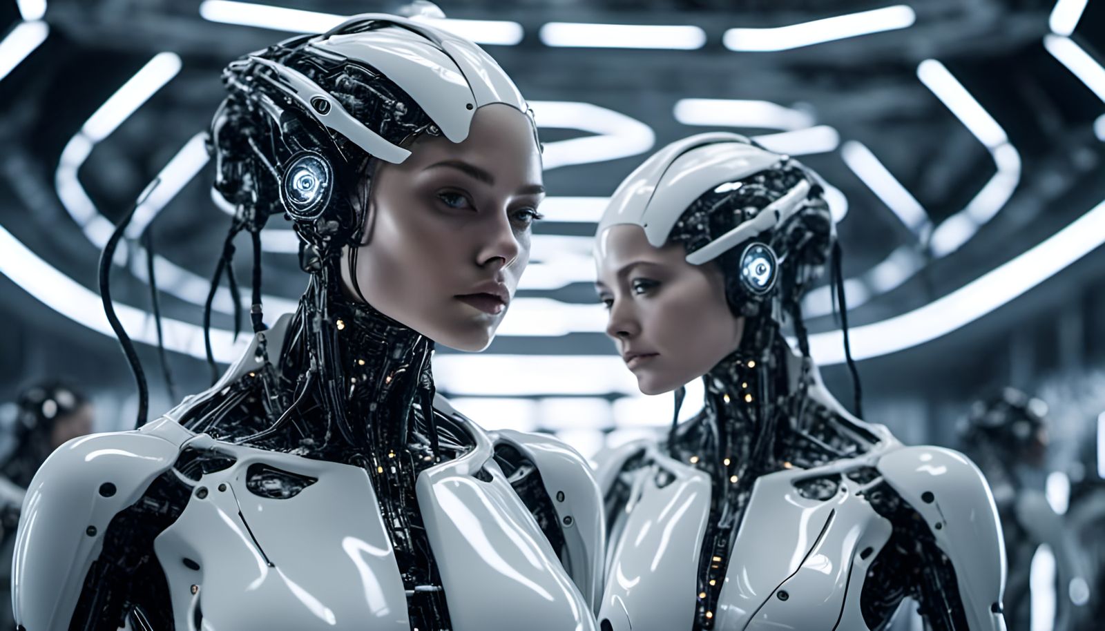 Android Army in Cyberpunk Factory