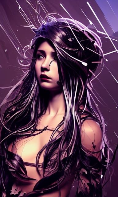 Woman Morphing into Crows: Hyperrealistic Digital Art