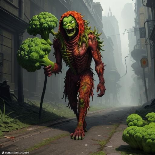 Zombie Broccoli Horde in Claymation Style