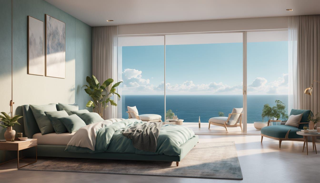 Minimalist Luxury Master Bedroom with Ocean View
