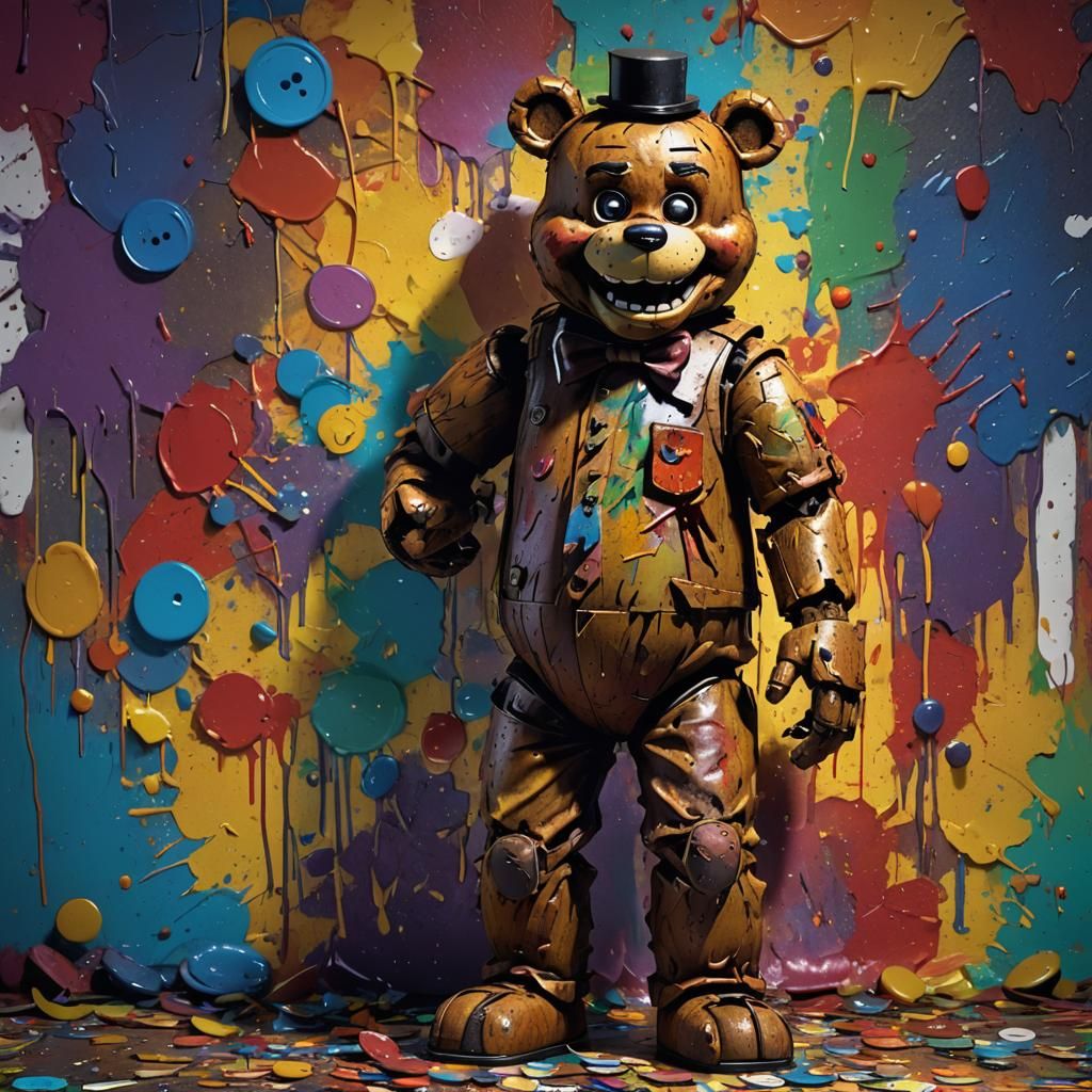 Hyperrealistic Freddy Fazbear with Button Eyes