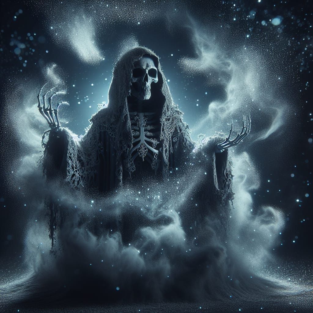 Mystical Necromancer Lich Formed From Sparkling Dust