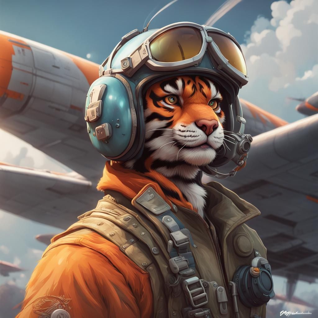Tigger as Fighter Pilot: Hyperdetailed Artstation Portrait