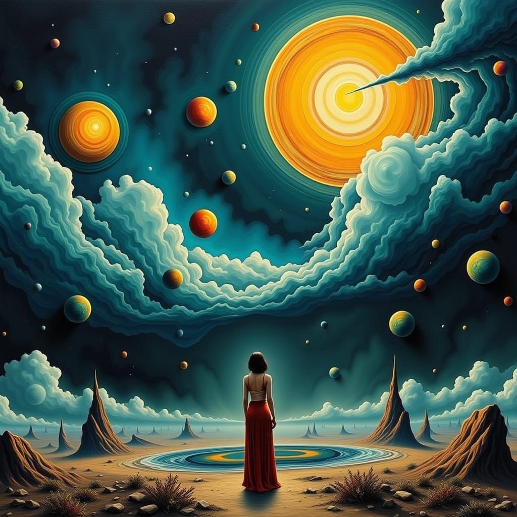 Heavy Metal Surreal Landscape with Vibrant Blue Hues