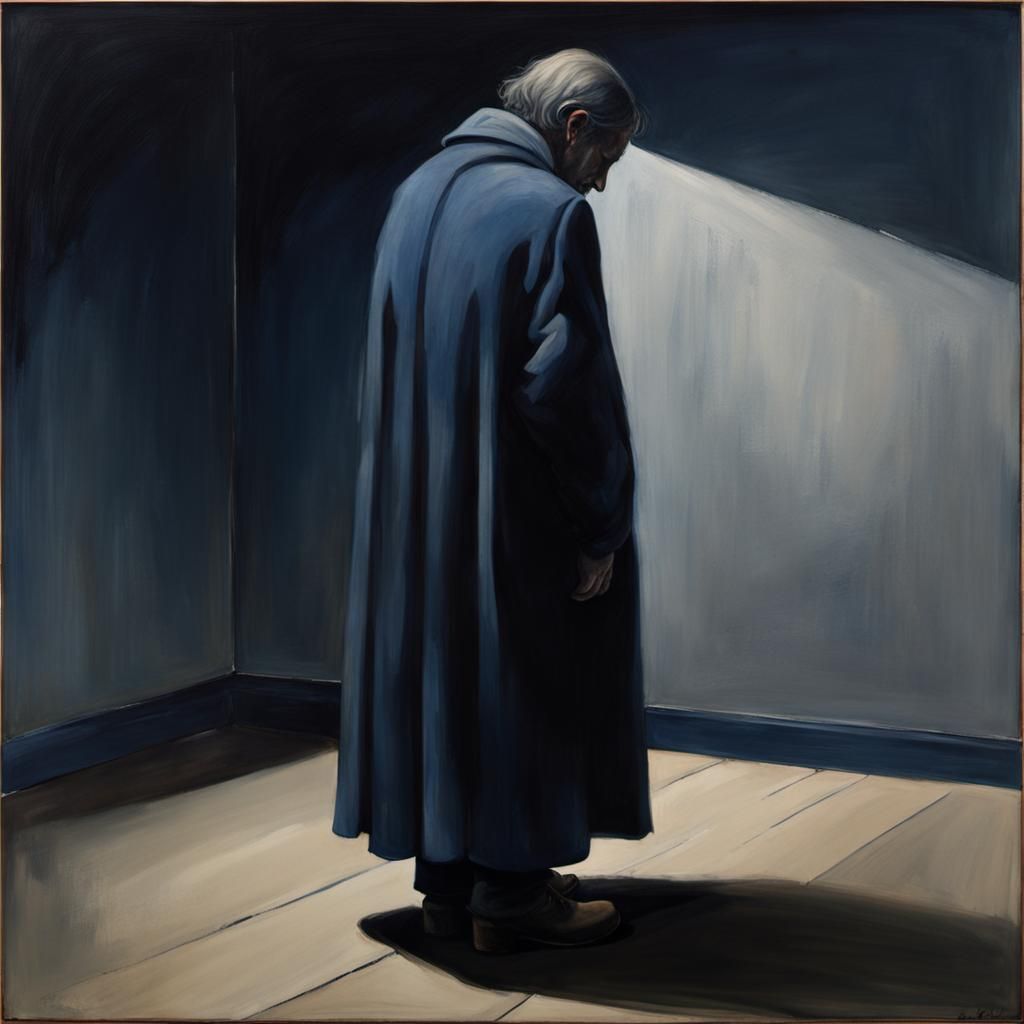 Wistful Figure Shrouded in Shadows: A Study in Despair