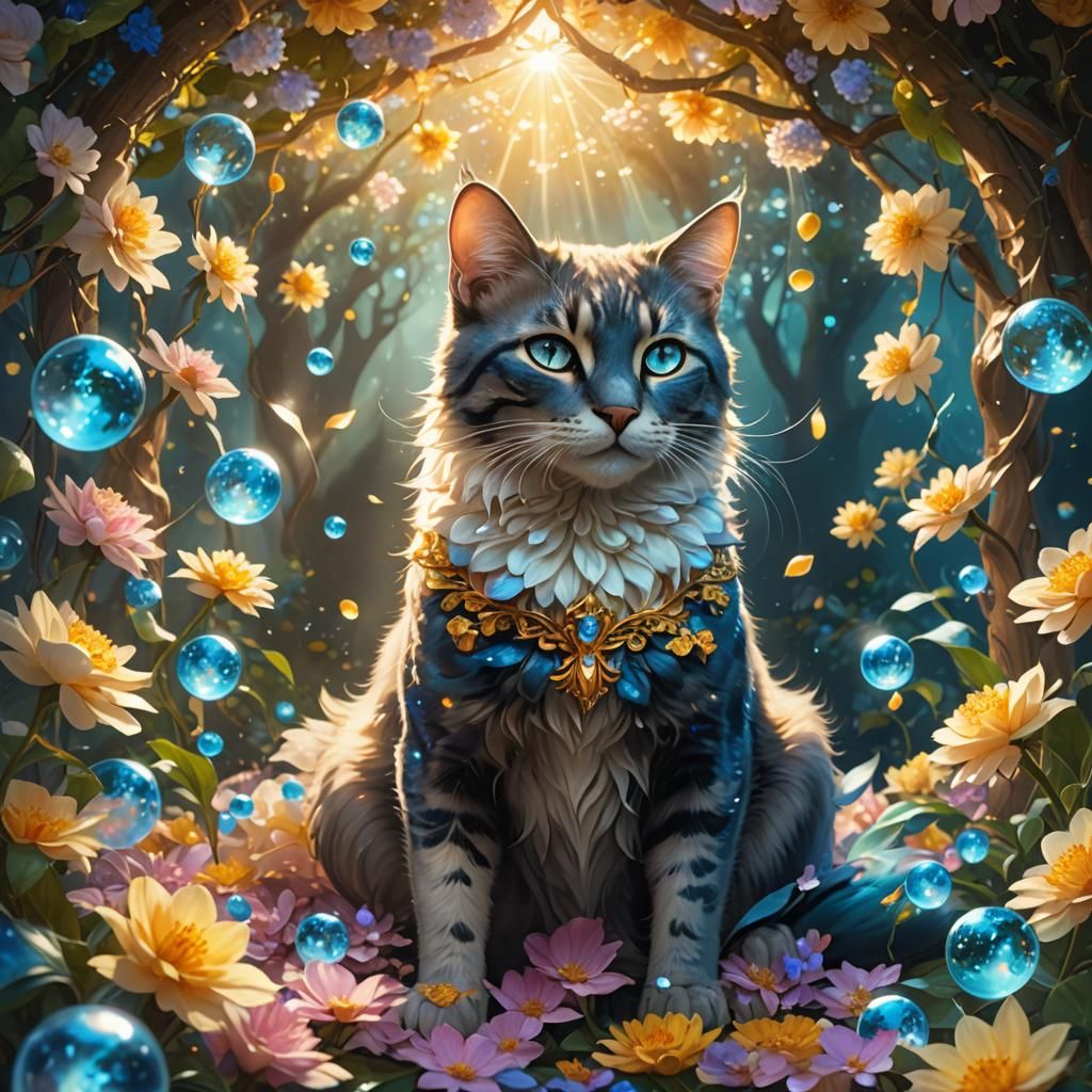 Mystical Cat Woman in Ethereal Fantasy Art