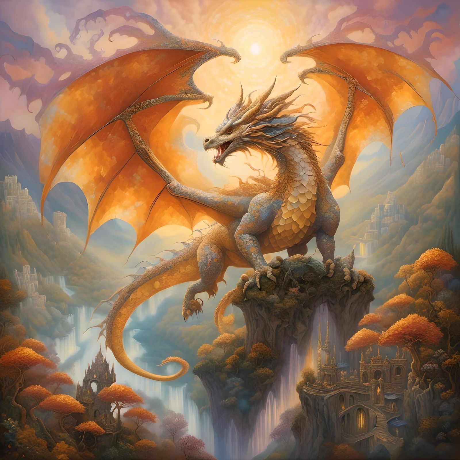 Epic Fantasy Dragon in Detailed Illustration