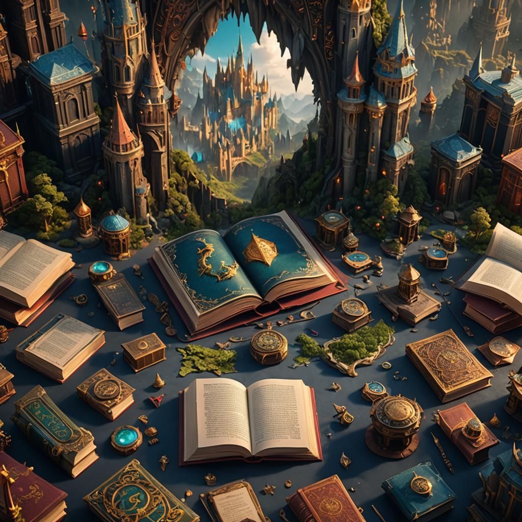 Fantasy Book Portal in Detailed Matte Painting